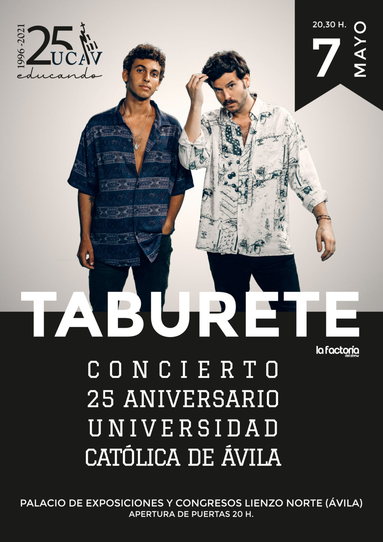 Taburete lanza una invitación para su concierto del 25 Aniversario de la Universidad Católica de Ávila (UCAV)